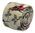 grey greige floral cotton tie  with bird robin bluetit design